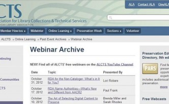 ALCTS free technical services webinars